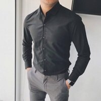Áo Sơ Mi Nam Oxford tay dài dáng ôm màu xám ghi, Áo Sơ mi nam đẹp
