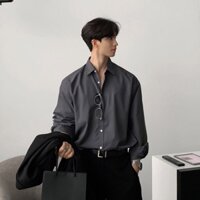 Áo Sơ Mi Nam Phong Cách Hàn Quốc Vogue Rộng Hồ Sơ Trơn Đơn Giản Vải Dệt Kim Cao Cấp Đa Năng Với Tay DàiM-3XL