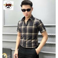 Áo sơ mi nam quảng châu cao cấp kẻ karo cộc tay mã K38