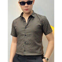 Áo sơ mi nam quảng châu cao cấp kẻ karo cộc tay mã K43
