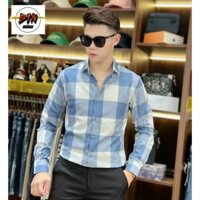 Áo sơ mi nam quảng châu cao cấp kẻ karo dài tay mã V14