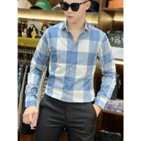 Áo sơ mi nam quảng châu cao cấp kẻ karo dài tay mã V14