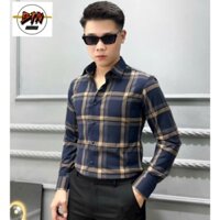 Áo sơ mi nam quảng châu cao cấp kẻ karo dài tay mã V38