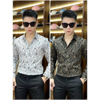 Áo Sơ Mi Nam Quảng Châu Cao Cấp Hoạ Tiết Hoa Tay Dài 31098