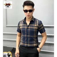 Áo sơ mi nam quảng châu cao cấp kẻ BBR cộc tay mã K49