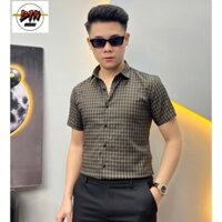 Áo sơ mi nam  quảng châu cao cấp kẻ karo cộc tay mã K43