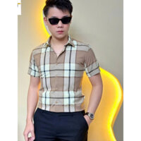 Áo sơ mi nam quảng châu cao cấp kẻ karo cộc tay mã K58