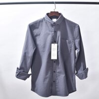 Áo sơ mi nam Routine màu ghi cổ bẻ dài tay có túi ve cổ