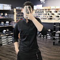 Áo sơ mi nam sọc vai xanh đỏ trơn - M