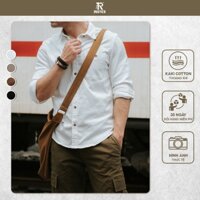 Áo sơ mi nam tay dài The Rustico chất liệu kaki cotton mềm kiểu 1 túi phong cách vintage SM2401