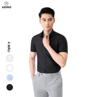 Áo sơ mi nam tay ngắn ADINO màu đen vải sợi sồi modal dáng slimfit trẻ trung CT103 - ĐEN - 40