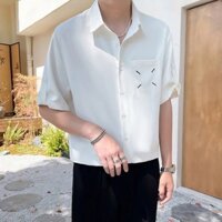 Áo sơ mi nam tay ngắn có cảm giác rách, thiết kế độc đáo, áo sơ mi nửa tay bảo hộ lao động sành điệu