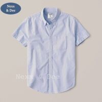 Áo sơ mi nam tay ngắn công sở Nexx &amp; Dee vải oxford denim cao cấp trắng ND05 - xanh nhạt - L 66-74kg