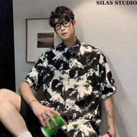 Áo Sơ mi nam tay ngắn hoá tiết hoa SILAS Form Rộng Urgo Unisex Chất Lụa Mango Mặc Mát, sơ mi nam mùa hè