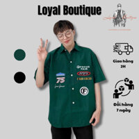 Áo sơ mi nam tay ngắn LOYAL họa tiết thêu cao cấp form rộng chất mango dày dặn đứng form