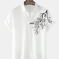 ÁO SƠ MI NAM TAY NGẮN PHỐI HOA ĐÀO TRẮNG ( BIZSIZE M-6XL )