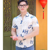 áo sơ mi nam tay ngắn trẻ trung,chất vải lụa mango mềm mịn phong cách