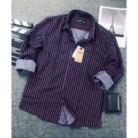 Áo sơ mi nam than kẻ sọc đỏ công sở dài tay cao cấp