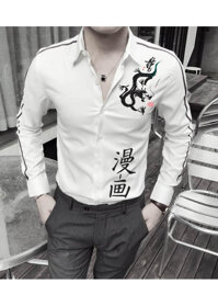 Áo Sơ Mi Nam Trắng Con rồng - M