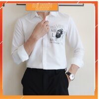 Áo sơ mi nam trắng in hàn quốc tay dài ,áo sơ mi công sở form slimfit vải kate lụa mềm mịn-Dế nhũi shop