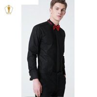 Áo Sơ Mi Nam TRAZ Xếp Ly Và Măng Séc Nam, Cufflink Chất Vải Cottonmặc ôm thì giảm 1 đến 2 size - Đen,39  51-55KG