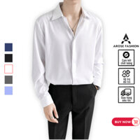Áo sơ mi nam trơn dài tay cổ bẻ vải cotton lụa form ôm body kiểu Hàn Quốc AF SMR