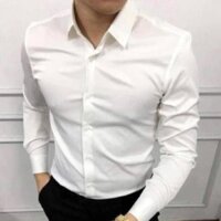 Áo sơ mi nam trơn dài tay Kojiba vải lụa nến không nhăn SML020