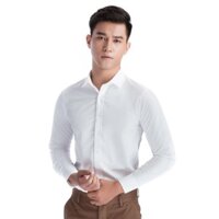 Áo sơ mi nam trơn dài tay Kojiba vải lụa nến không nhăn SML020