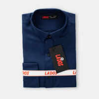 Áo sơ mi nam trơn không nhăn LADOS - 523, Chất vải mềm mát, thấm hút mồ hôi tốt, form slimfit - xanh đen - L
