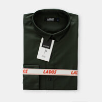 Áo sơ mi nam trơn không nhăn LADOS - 523, Chất vải mềm mát, thấm hút mồ hôi tốt, form slimfit - XANH RÊU - XL