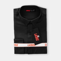 Áo sơ mi nam trơn không nhăn LADOS - 523, Chất vải mềm mát, thấm hút mồ hôi tốt, form slimfit - Đen - L
