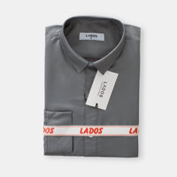 Áo sơ mi nam trơn không nhăn LADOS - 523, Chất vải mềm mát, thấm hút mồ hôi tốt, form slimfit - XÁM ĐẬM - M