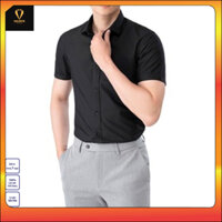 Áo Sơ Mi Nam Trơn Tay Ngắn cổ bẻ form đẹp, vải lụa chéo mềm mịn, hạn chế nhăn, thanh lịch SM004