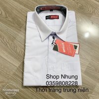 Áo sơ mi nam trung niên cộc tay hàng công ty đẹp ảnh thật - Trắng,M