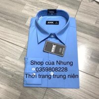 Áo sơ mi nam trung niên cộc tay hàng công ty đẹp ảnh thật - Xanh da trời,L