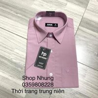 Áo sơ mi nam trung niên cộc tay hàng công ty đẹp ảnh thật - Hồng nhạt,M