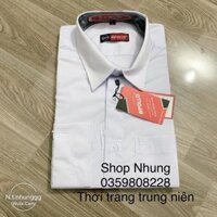 Áo sơ mi nam trung niên cộc tay hàng công ty đẹp ảnh thật - Trắng,L