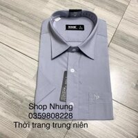 Áo sơ mi nam trung niên cộc tay hàng công ty đẹp ảnh thật - Ghi,S