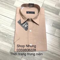 Áo sơ mi nam trung niên cộc tay hàng công ty đẹp ảnh thật - Vang nâu,L