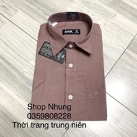 Áo sơ mi nam trung niên cộc tay hàng công ty đẹp ảnh thật - Nâu,M