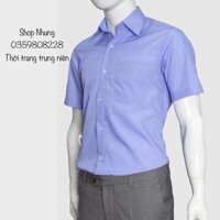 Áo sơ mi nam trung niên cộc tay hàng công ty đẹp ảnh thật - Tím,M