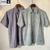 Áo Sơ Mi Nam Trung Niên Tay Ngắn Vải Lụa Mềm Mịn