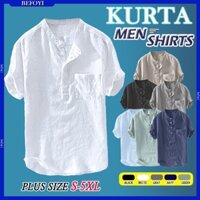 Áo Sơ Mi Nam Vải Lanh Tay Ngắn Trơn Cổ Áo Plus Kích Thước Đẹp Trai Màu Đen Xanh Trắng SJ1144