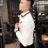 Áo sơ mi nam viền cổ đen trắng họa tiết côn trùng - XL