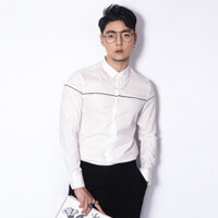 Áo sơ mi nam viền ngang ngực đen, trắng chống xù vải bền đẹp