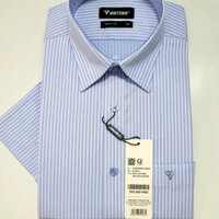 Aó sơ mi nam Việt Tiến ngắn tay kẻ sọc xanh mã 1Q0496NR1, Chính hãng cao cấp , phom suông , tà bầu