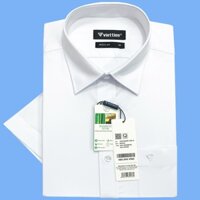 Áo sơ mi nam việt tiến ngắn tay màu trắng vải tre