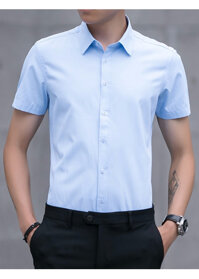 Áo sơ mi nam xanh biển ngắn tay  - XXL