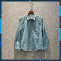 Áo sơ mi nam xanh đính đá nhiều bản siêu cấp