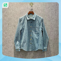 Áo sơ mi nam xanh đính đá nhiều bản siêu cấp